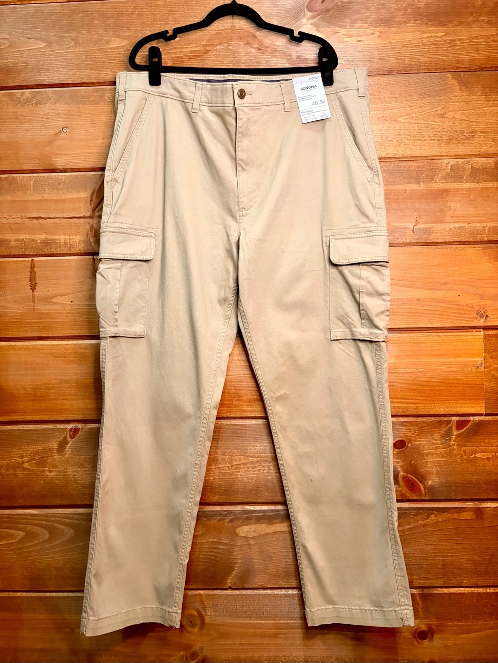 Sonoma NWT Men’s 40x30 Flexwear Straight Leg Khaki Cargo Pants 🖤